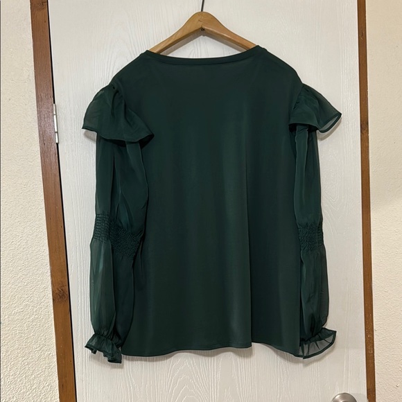 Cato Forest Green Blouse with Ruffled Sleeves - Picture 7 of 7